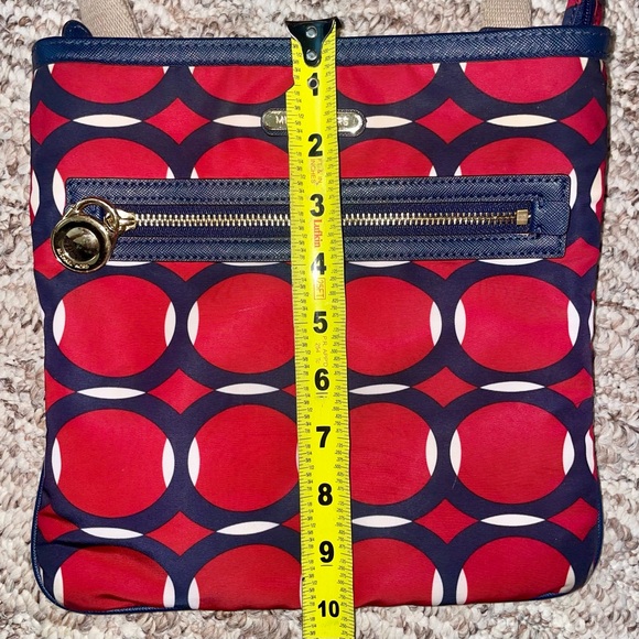 Michael Kors Red and Navy Blue Vinyl Crossbody - Picture 9 of 11